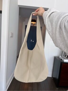 Oak & Fort Beige Leather Shoulder Tote Bag